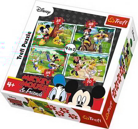 Puzzle 3-6 ani - Puzzle Trefl 4 in 1, In parc cu Mickey