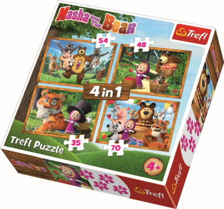 Puzzle Trefl 4 in 1, Masha and the Bear, Aventuri in padure [0]