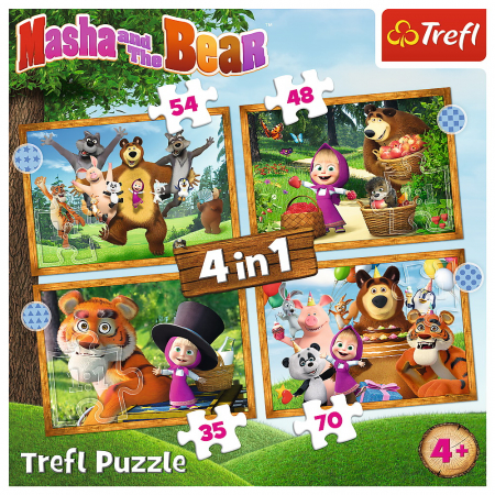 PUZZLE TREFL 4IN1 MASHA SI URSUL IN PADURE [5]
