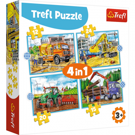Puzzle Trefl 4 in 1 - Utilaje Constructii, 12/15/20/24 piese [0]