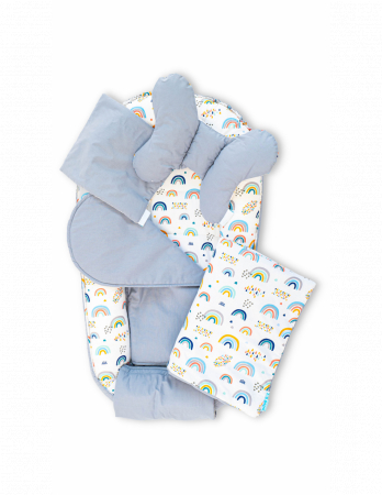 Set 5 piese Baby Nest din Bumbac, model gri curcubeu unisex [1]