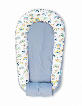 Set 5 piese Baby Nest din Bumbac, model gri curcubeu unisex [2]