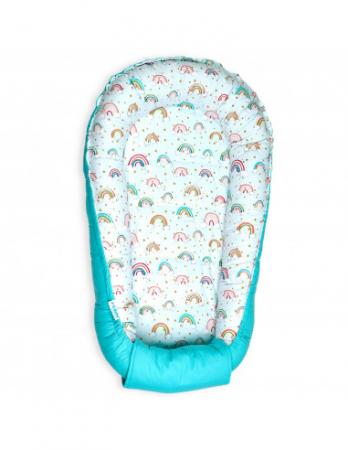 Set 5 piese Baby Nest din Bumbac, curcubeu cu turcoaz [3]