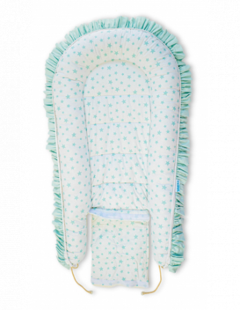 Set 5 piese Baby Nest Premium din Bumbac, model fundita menta [4]