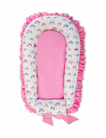 Set 5 piese Baby Nest Premium din Bumbac, model fundita roz [1]