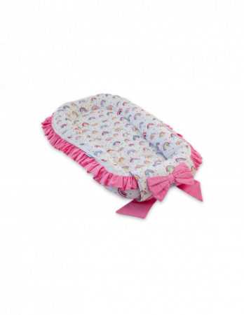 Set 5 piese Baby Nest Premium din Bumbac, model fundita roz [2]