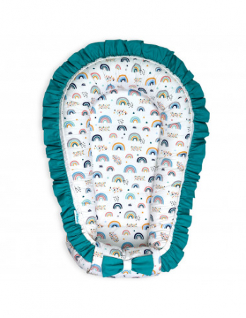 Set 5 piese Baby Nest Premium din Bumbac, curcubeu cu turcoaz [4]