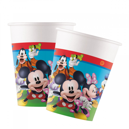 Articole petrecere - Set 8 pahare din carton Mickey Mouse si Casa Distractiei , 8.7 cm - Copie