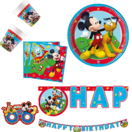 Articole petrecere - Set de petrecere din 47 de piese Mickey Mouse si casa Distractiei