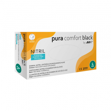 Protectie piele - 118-038_AMPri_Pura_Comfort_Black_manusi_nitril_fara_pudra_negre_cutie_100buc