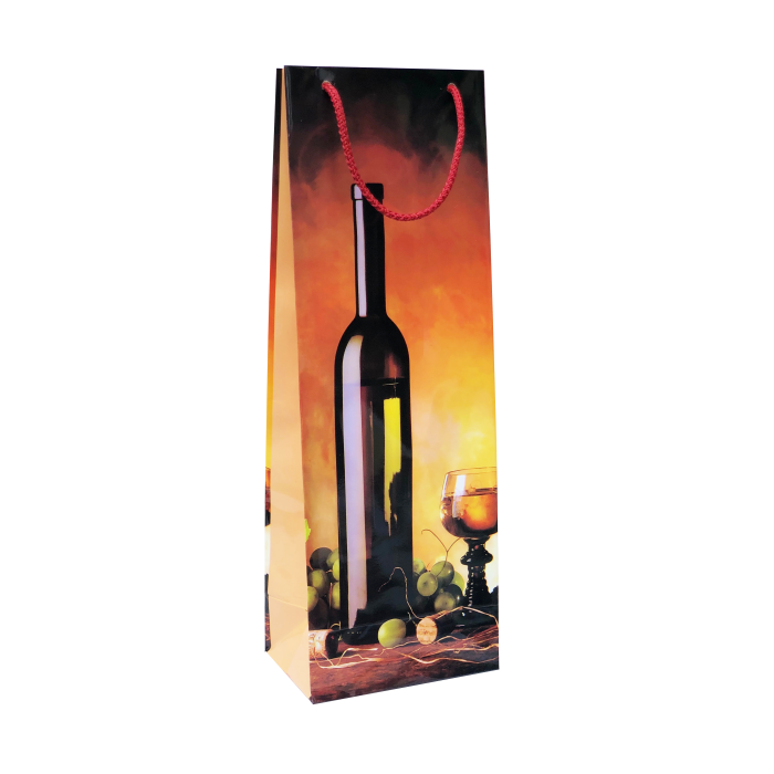 Punga cadou de hartie pentru sticla cu model vara - Sticla vin si pahar [1]