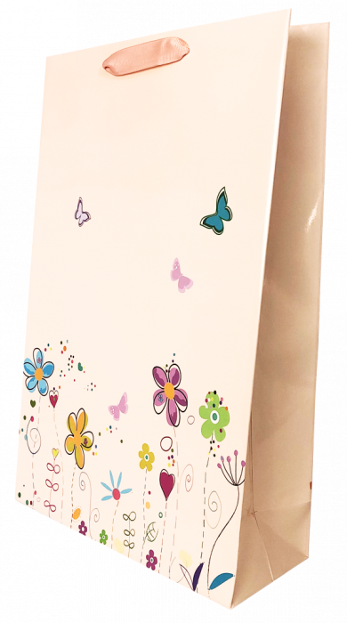 Punga cadou de hartie mare cu model vara - floricele [2]