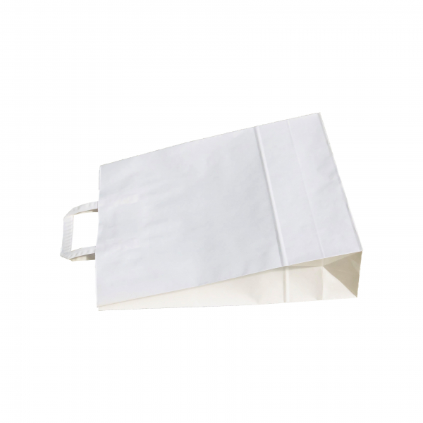 SET 50 pungi de hartie kraft 32x39x12 cm cu manere din hartie plata [2]