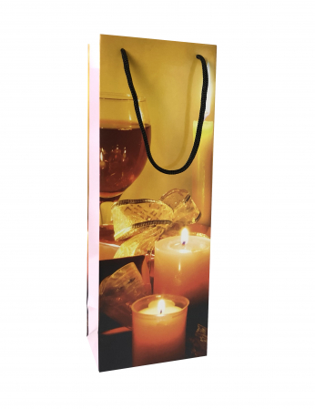 Punga de cadou din hartie pentru sticla cu model cu lumanari de Craciun [4]