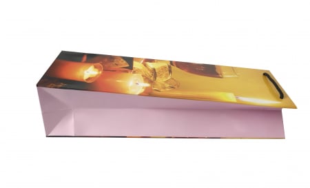 Punga de cadou din hartie pentru sticla cu model cu lumanari de Craciun [3]