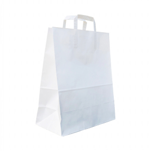 Gama Kraft - SET 50 pungi de hartie kraft 32x39x16.5 cm cu manere din hartie plata