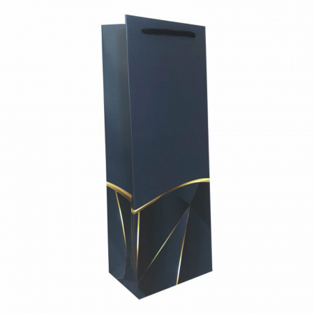 Pungi cadou cu model VARA - Punga de cadou pentru sticla model elegant bleumarin