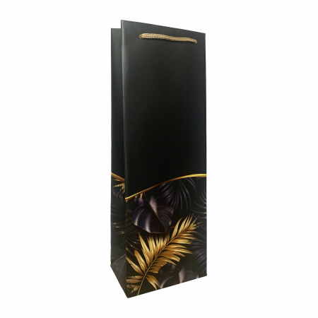 Pungi cadou cu model VARA - Punga de cadou pentru sticla model elegant negru