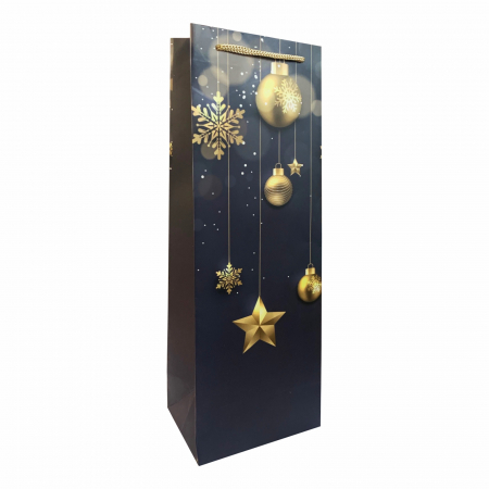 Pungi cadou pentru STICLA - Punga de cadou pentru sticla model elegant Craciun