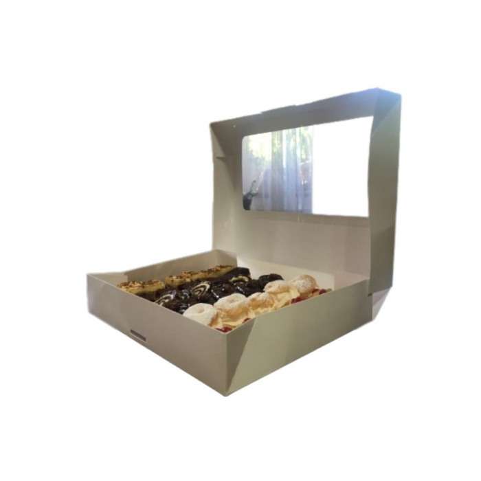 Cutii cu fereastra pentru prajituri 1 kg, 31.5x24.5x5.7 cm, alb, 10 bucati-se [6]