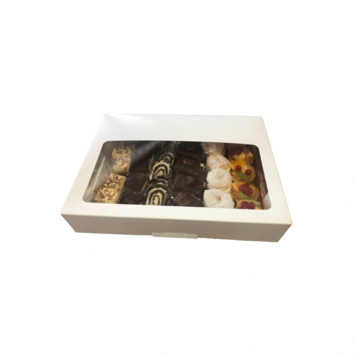 Cutii cu fereastra pentru prajituri 1 kg, 31.5x24.5x5.7 cm, alb, 10 bucati-se [2]