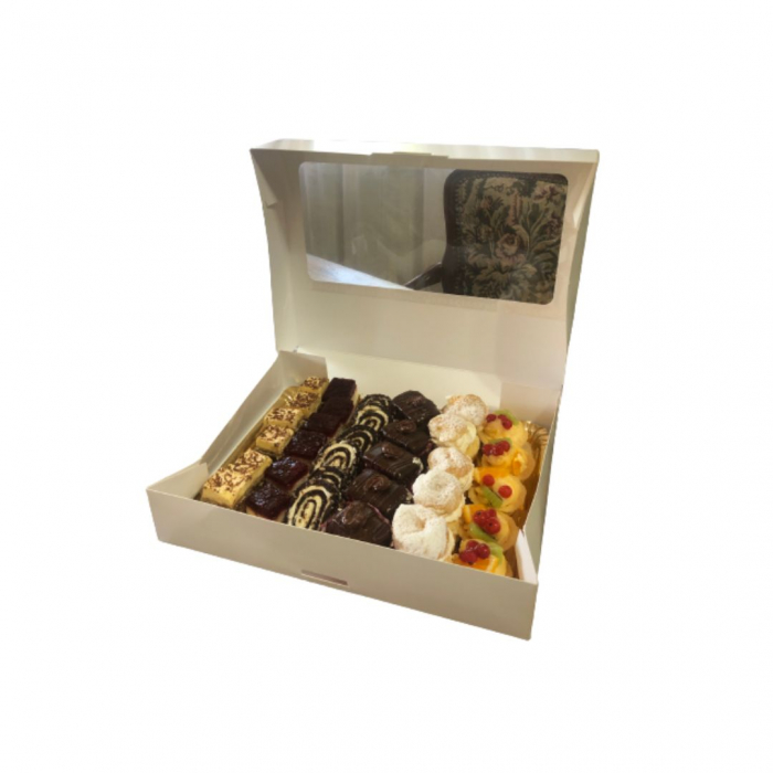 Cutii cu fereastra pentru prajituri 1 kg, 31.5x24.5x5.7 cm, alb, 10 bucati-se [5]