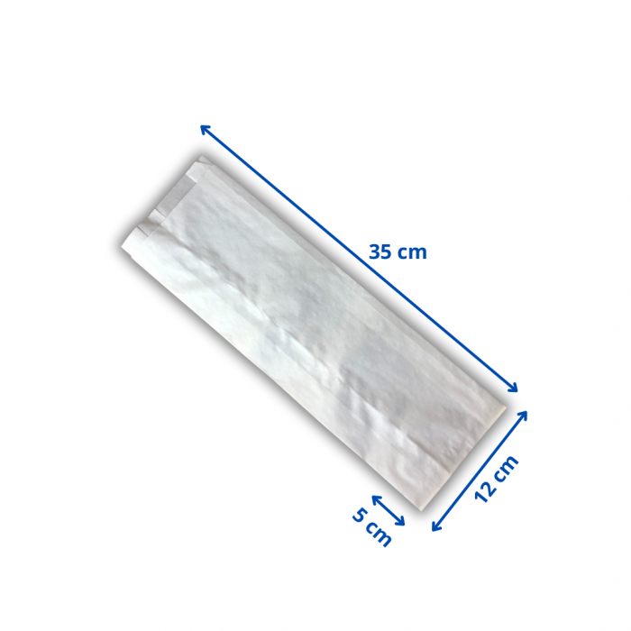 Punga pentru sandwich-uri si baghete 12x5x36 cm din hartie alba rezistenta la grasimi [2]