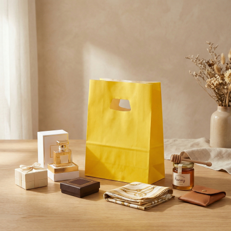 Pungi de hartie - sacose-cu-maner-decupat-galben-color-14x7x21-cm-CMD-PaperBag