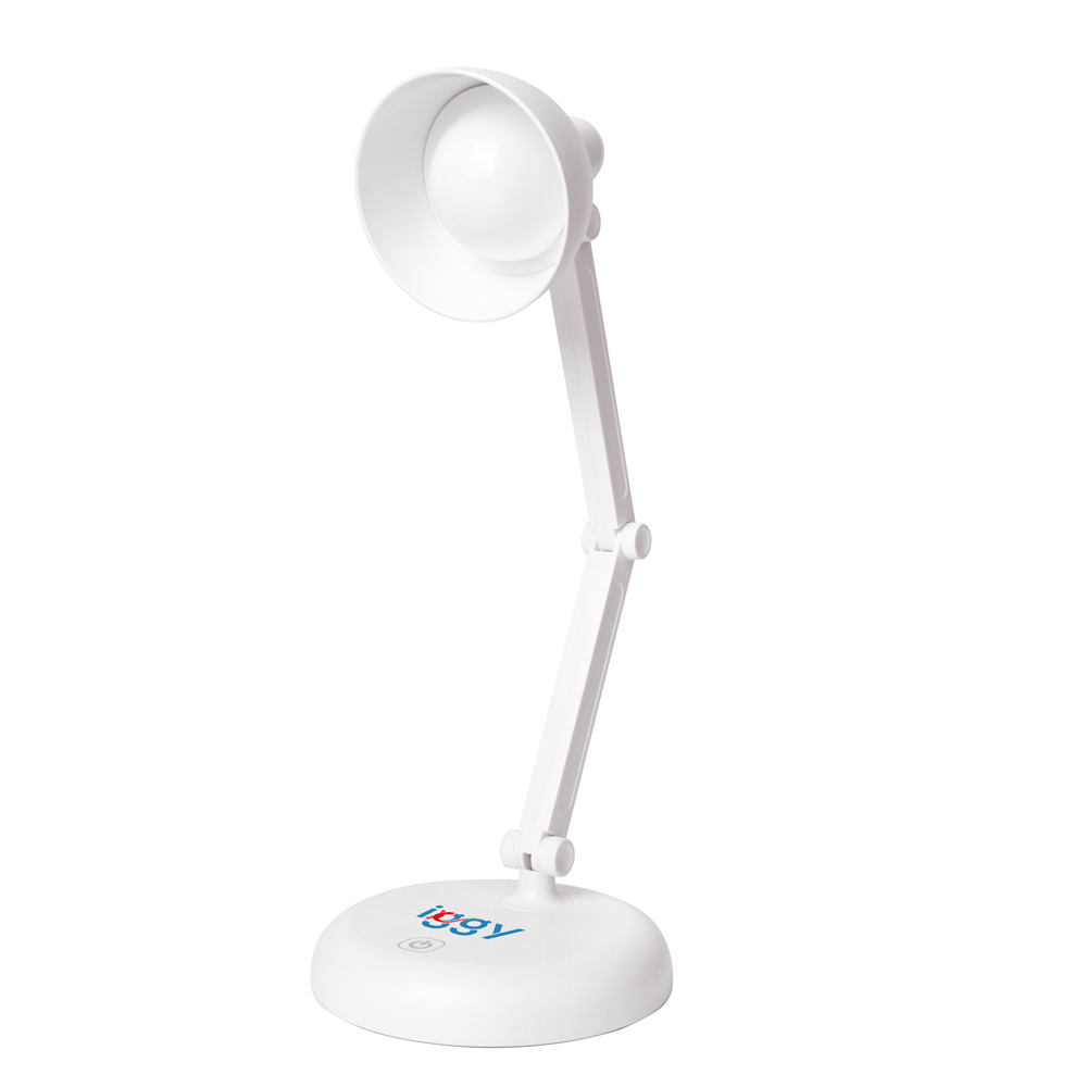 LAMPA BIROU LED Iggy,100 lumen,3 trepte intens lum,buton tactil on/off,mat ABS,conec: cablu USB inclus/3 baterii AA (neincluse),durata viata bec LED 50000h,alb Cod Produs: IGDL-LED-LAMP [1]