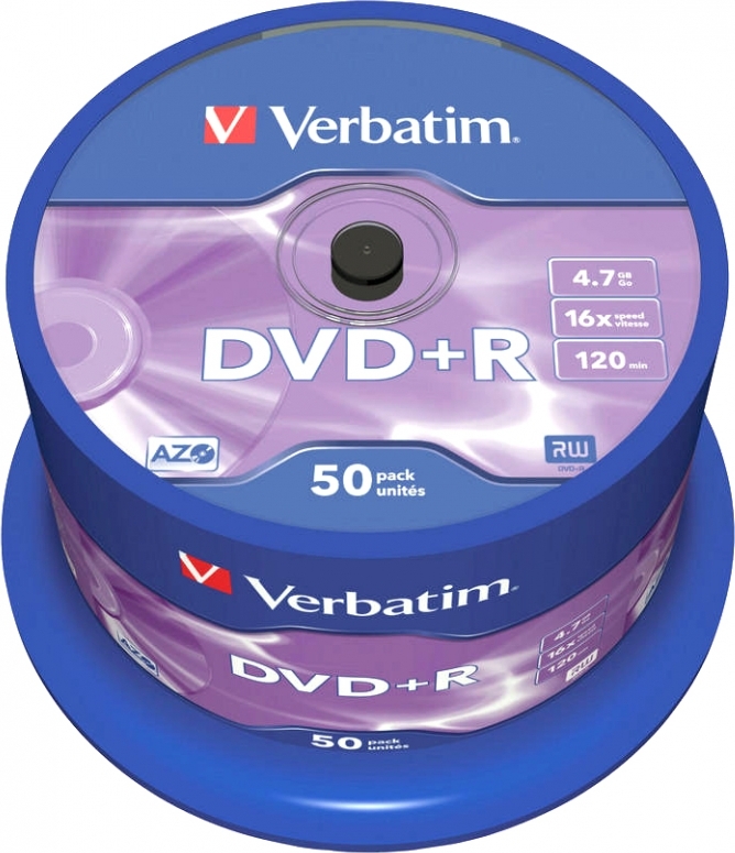 Blank-uri - DVD+R VERBATIM  4.7GB, 120min, viteza 16x,  50 buc, Single Layer, spindle, Cod Produs: 43550