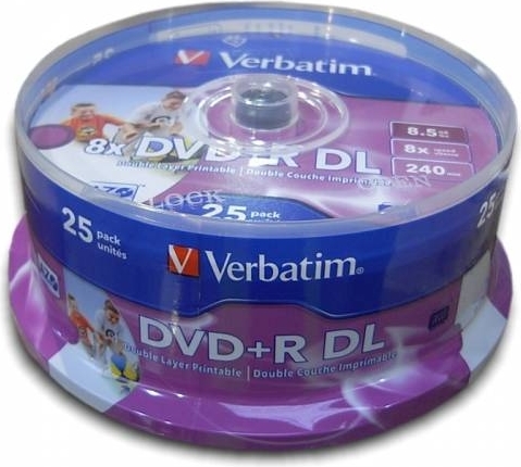 Blank-uri - DVD+R VERBATIM  8.5GB, 240min, viteza 8x, 25 buc, Double Layer, spindle, printabil, Cod Produs: 43667