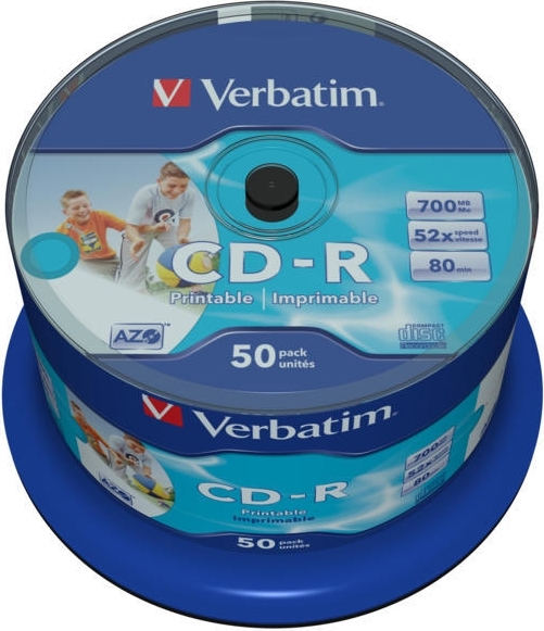 Blank-uri - CD-R VERBATIM  700MB, 80min, viteza 52x,  50 buc, spindle, printabil, Cod Produs: 43438