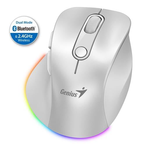 Electronice - MOUSE Genius,  Ergo 9000S, PC sau NB, wireless, BT+2.4GHz, optic, 2400 dpi, butoane/scroll 6/1, , alb sidefat, Cod Produs: 31030039400