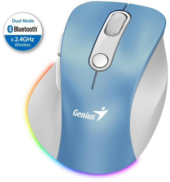 Electronice - MOUSE Genius,  Ergo 9000S, PC sau NB, wireless, BT+2.4GHz, optic, 2400 dpi, butoane/scroll 6/1, , albastru, Cod Produs: 31030039401