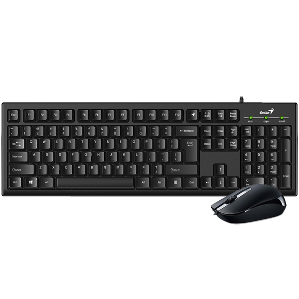 Tastaturi - KIT wired GENIUS USB, tastatura 104 taste (concave) + mouse optic 1000dpi, 3 butoane, black, Cod Produs: 31330001413