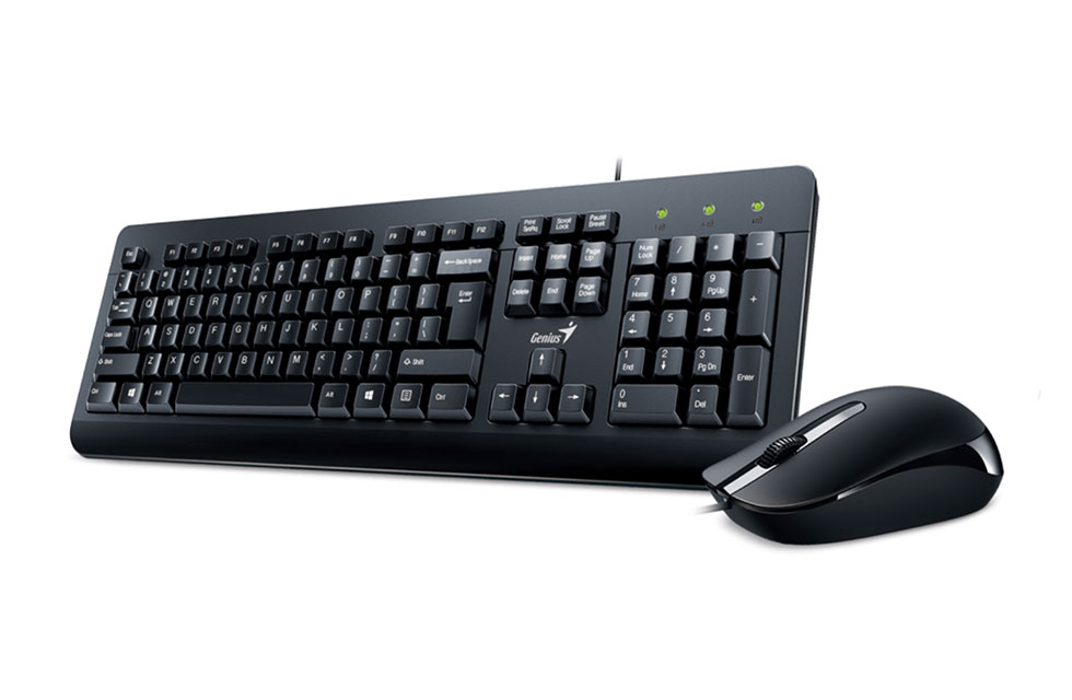 KIT wired GENIUS USB, tastatura 104 taste (concave) + mouse optic 1000dpi, 3 butoane, black, Cod Produs: 31330001413 [1]