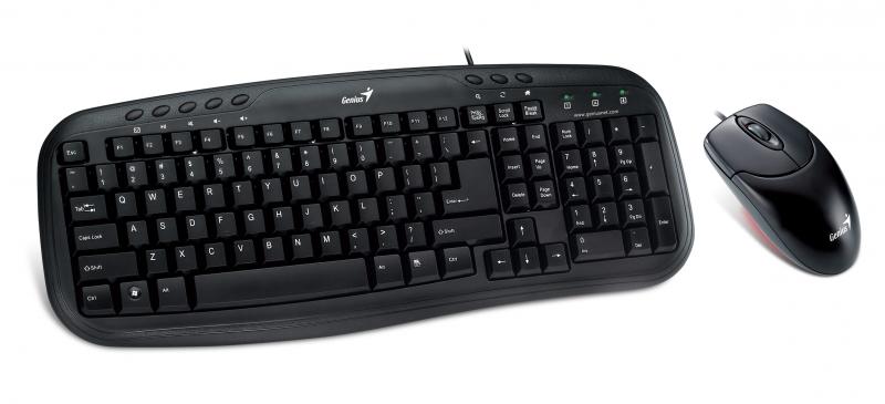 KIT wired GENIUS USB, tastatura 104 taste (concave) + mouse optic 1000dpi, 3 butoane, black, Cod Produs: 31330003400 [1]