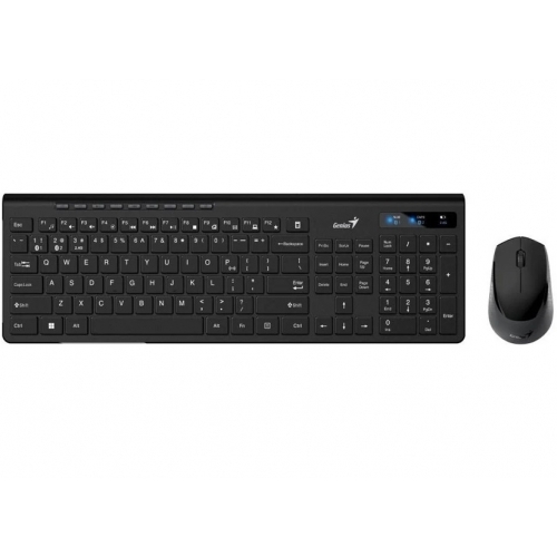 Electronice - KIT wireless GENIUS, tastatura wireless 104 taste (multimedia) + mouse wireless 1200dpi, 3 butoane, BT5.3 + 2.4G, USB, negru, Cod Produs: 31340015406