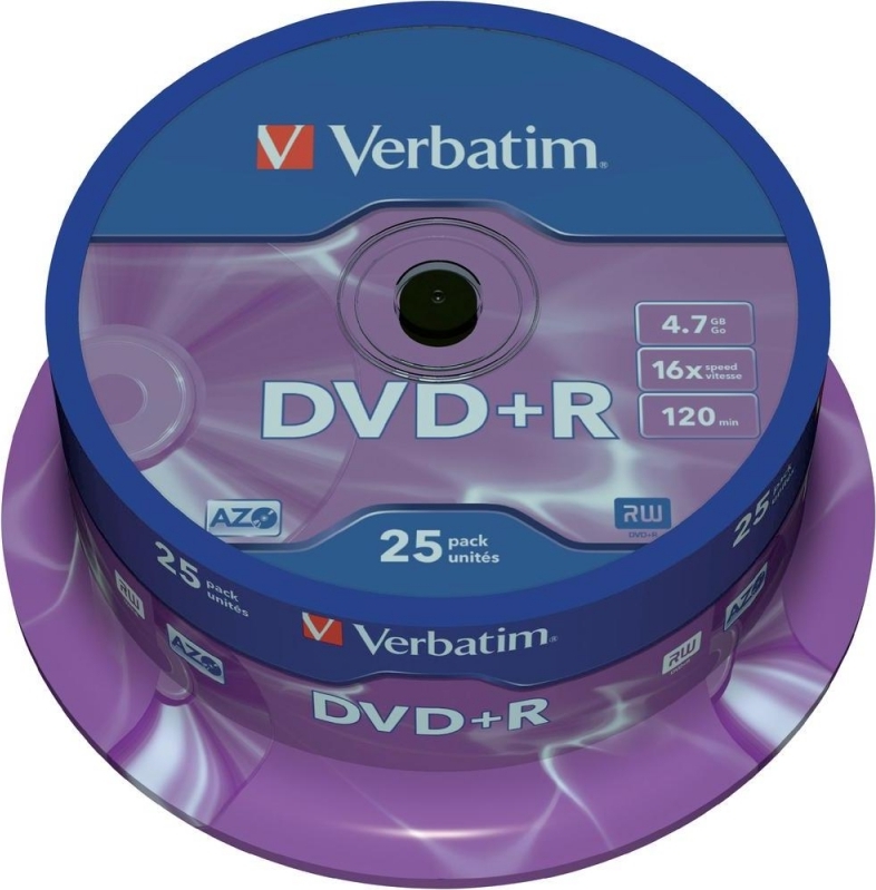 Blank-uri - DVD+R VERBATIM  4.7GB, 120min, viteza 16x,  25 buc, Single Layer, spindle, Cod Produs: 43500