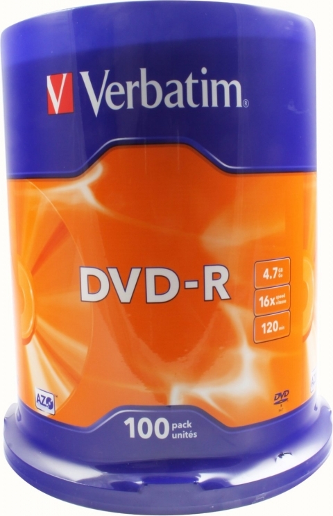 Blank-uri - DVD-R VERBATIM  4.7GB, 120min, viteza 16x, 100 buc, Single Layer, spindle, Cod Produs: 43549