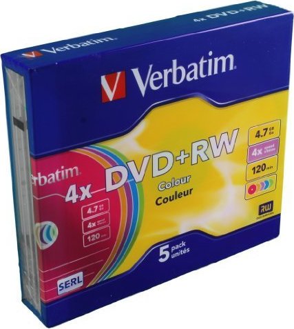 Blank-uri - DVD+RW VERBATIM  4.7GB, 120min, viteza 1-4x, set 5 buc, Single Layer, Jewel Case, Cod Produs: 43297
