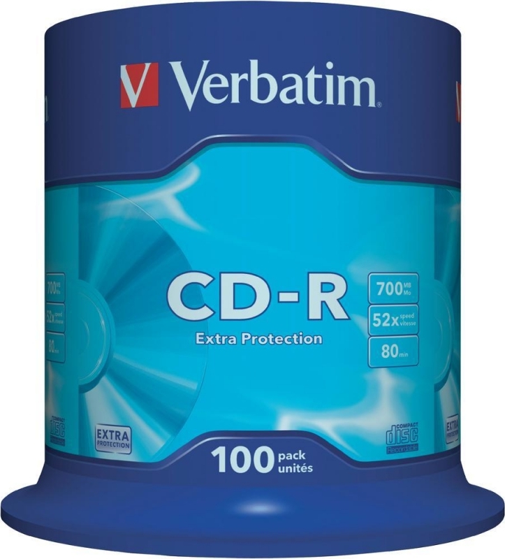 Blank-uri - CD-R VERBATIM  700MB, 80min, viteza 52x, 100 buc, spindle, Cod Produs: 43411