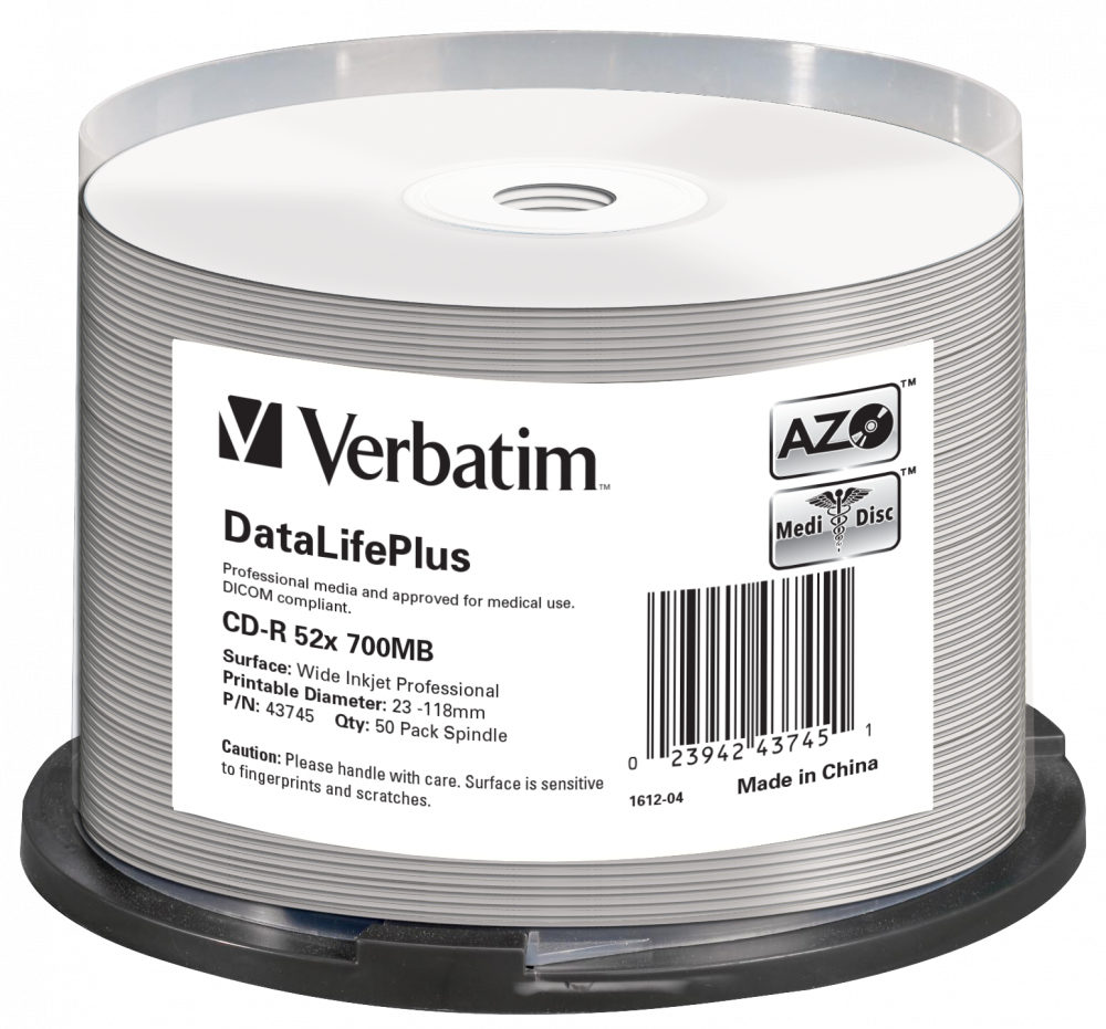 CD-R VERBATIM 700MB, VITEZA 52X, THERMAL PRINTRABLE NO-ID, SPINDLE, 50 BUC, Cod Produs: 43745 [1]