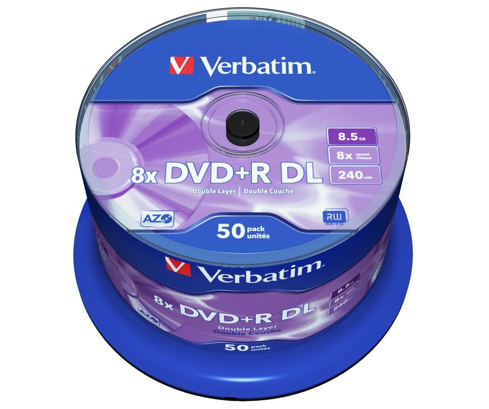 Blank-uri - DVD+R VERBATIM  8.5GB, 240min, viteza 8x, 50 buc, Double Layer, spindle, Cod Produs: 43758