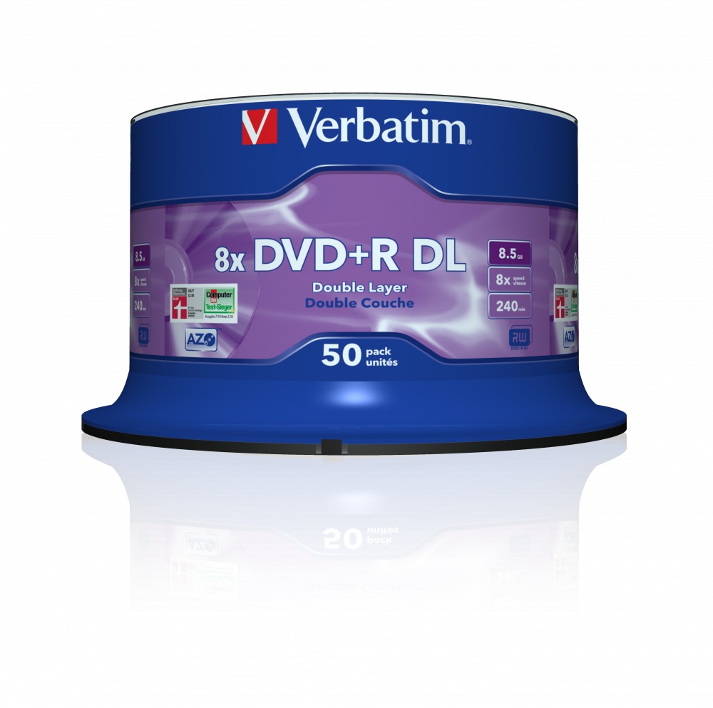 DVD+R VERBATIM  8.5GB, 240min, viteza 8x, 50 buc, Double Layer, spindle, Cod Produs: 43758 [1]