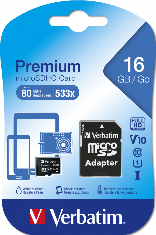 MEMORIE microSD CARD VERBATIM 16GB CLASA 10, ADAPTOR INCLUS Cod Produs: 44082 [1]