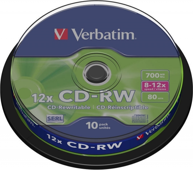 Blank-uri - CD-RW VERBATIM  700MB, 80min, viteza 8-12x,  10 buc, spindle, Cod Produs: 43480