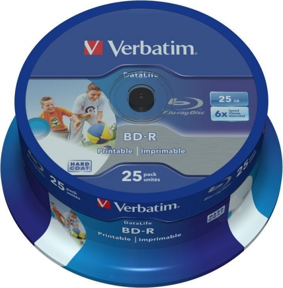 Blank-uri - BD-R VERBATIM  25GB, viteza 6x, 25 buc, Single Layer, spindle, printabil, Cod Produs: 43811