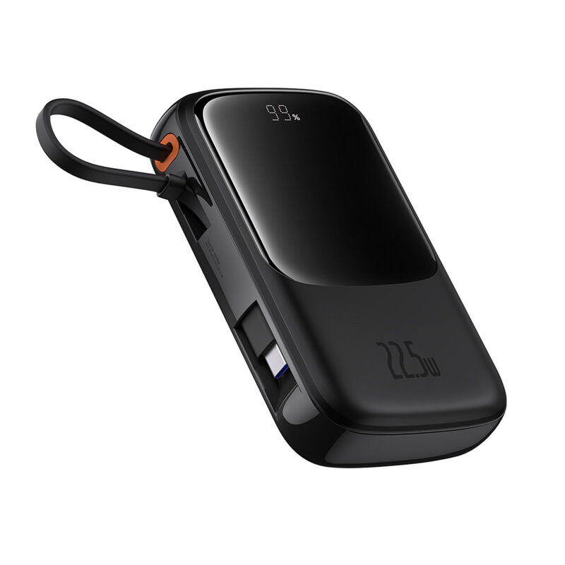 Electronice - POWER BANK Baseus Qpow Pro+, display, capacitate 10000mAh, 22.5W, 1 x USB; 1 x USB Type-C, cablu integrat 1 x USB Type-C, total 5V/2.4A, negru, Cod Produs: P10067101113-00