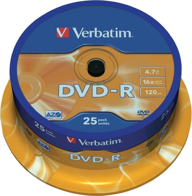 Blank-uri - DVD-R VERBATIM  4.7GB, 120min, viteza 16x,  25 buc, Single Layer, spindle, Cod Produs: 43522